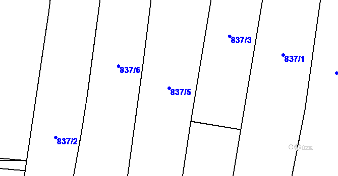 Parcela st. 837/5 v KÚ Rynholec, Katastrální mapa