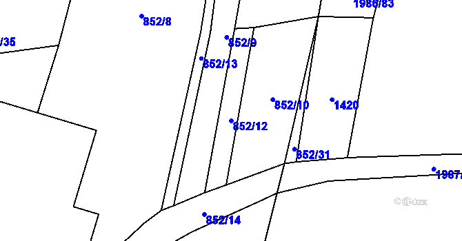 Parcela st. 852/12 v KÚ Rynholec, Katastrální mapa