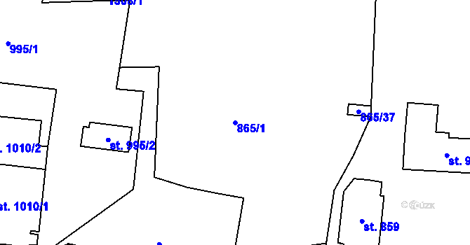 Parcela st. 865/1 v KÚ Rynholec, Katastrální mapa