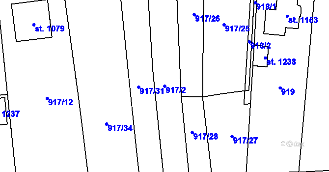 Parcela st. 917/2 v KÚ Rynholec, Katastrální mapa