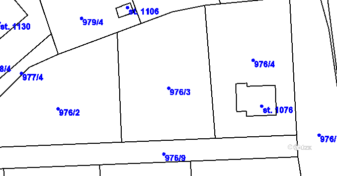 Parcela st. 976/3 v KÚ Rynholec, Katastrální mapa