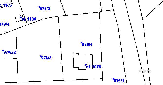 Parcela st. 976/4 v KÚ Rynholec, Katastrální mapa