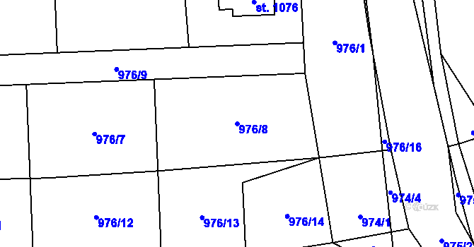 Parcela st. 976/8 v KÚ Rynholec, Katastrální mapa