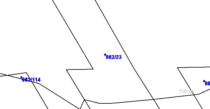 Parcela st. 982/23 v KÚ Rynholec, Katastrální mapa
