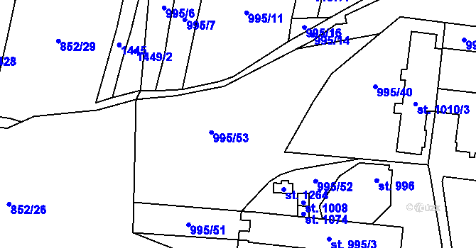 Parcela st. 995/1 v KÚ Rynholec, Katastrální mapa