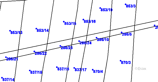 Parcela st. 286/24 v KÚ Rynholec, Katastrální mapa