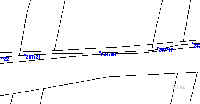 Parcela st. 287/18 v KÚ Rynholec, Katastrální mapa