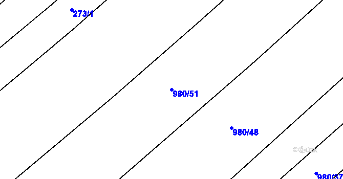 Parcela st. 980/51 v KÚ Rynholec, Katastrální mapa