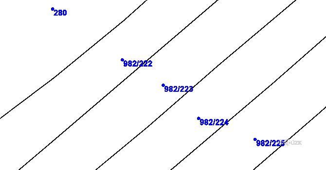 Parcela st. 982/223 v KÚ Rynholec, Katastrální mapa