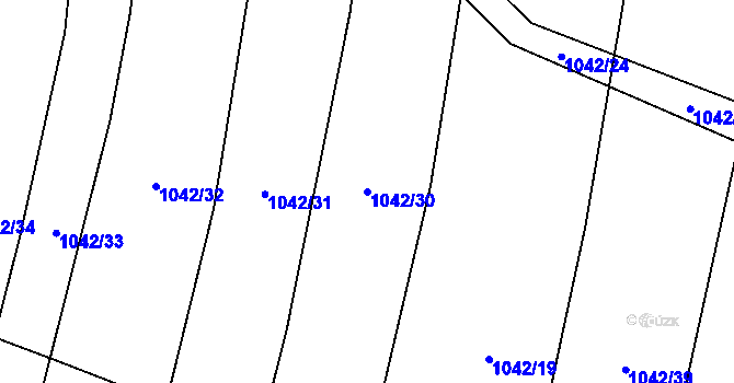 Parcela st. 1042/30 v KÚ Rynholec, Katastrální mapa