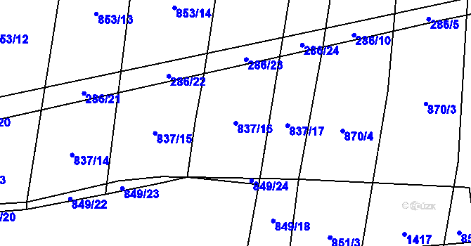 Parcela st. 837/16 v KÚ Rynholec, Katastrální mapa