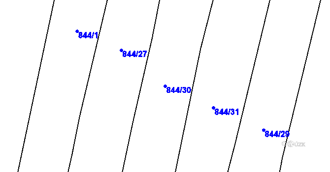 Parcela st. 844/30 v KÚ Rynholec, Katastrální mapa