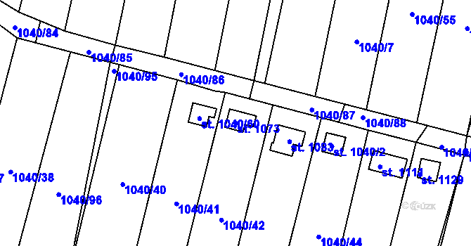 Parcela st. 1073 v KÚ Rynholec, Katastrální mapa