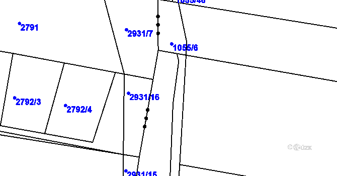 Parcela st. 1055/5 v KÚ Rynholec, Katastrální mapa