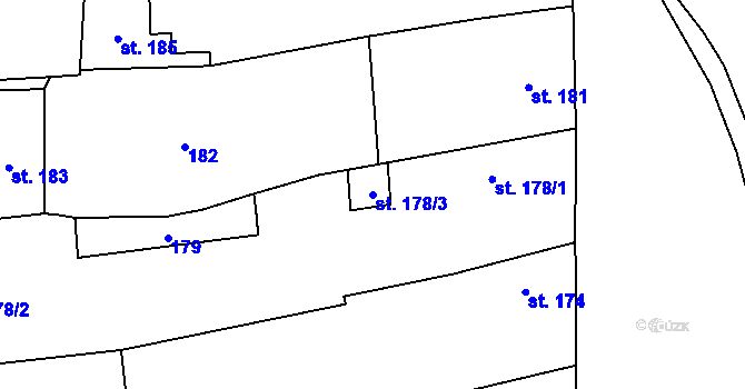 Parcela st. 178/3 v KÚ Rynholec, Katastrální mapa