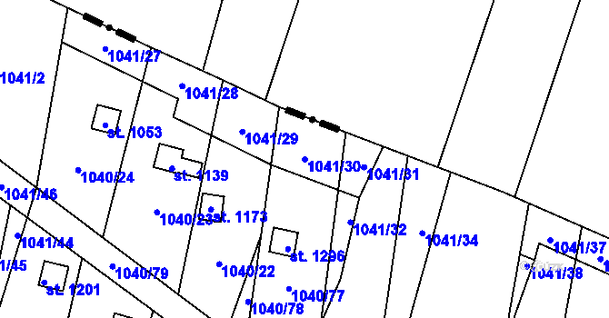 Parcela st. 1041/30 v KÚ Rynholec, Katastrální mapa