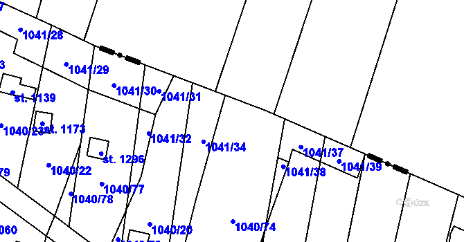 Parcela st. 1041/35 v KÚ Rynholec, Katastrální mapa