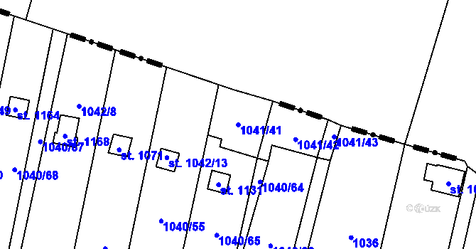 Parcela st. 1041/41 v KÚ Rynholec, Katastrální mapa