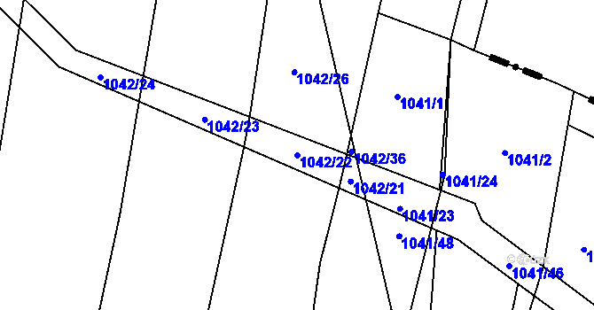 Parcela st. 1042/22 v KÚ Rynholec, Katastrální mapa