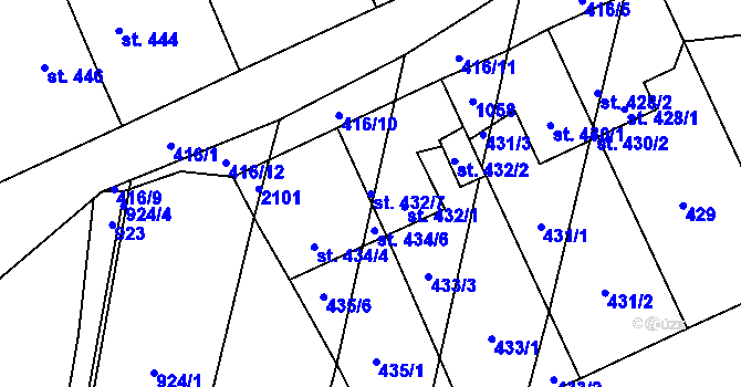 Parcela st. 432/7 v KÚ Rynholec, Katastrální mapa