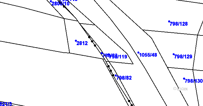 Parcela st. 798/83 v KÚ Rynholec, Katastrální mapa