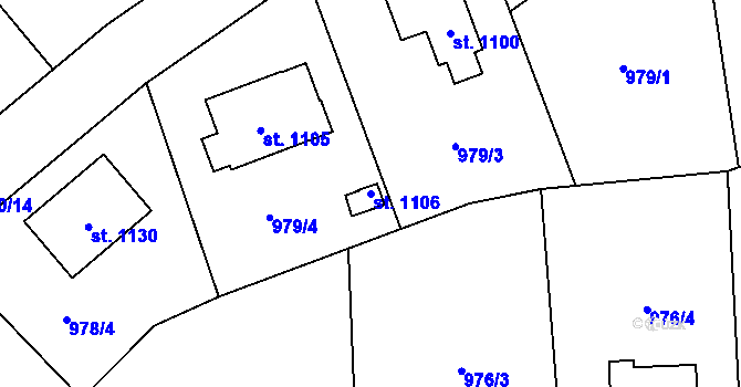 Parcela st. 1106 v KÚ Rynholec, Katastrální mapa