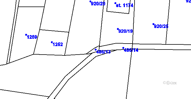 Parcela st. 486/13 v KÚ Rynholec, Katastrální mapa
