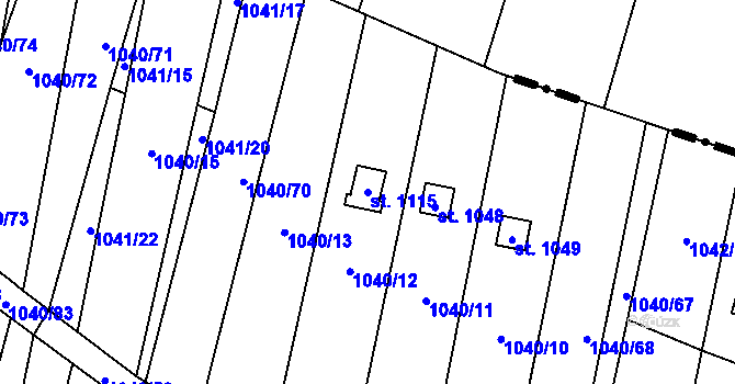 Parcela st. 1115 v KÚ Rynholec, Katastrální mapa