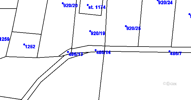 Parcela st. 486/14 v KÚ Rynholec, Katastrální mapa