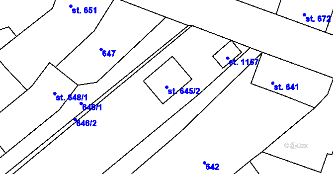 Parcela st. 645/2 v KÚ Rynholec, Katastrální mapa