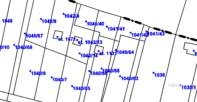 Parcela st. 1131 v KÚ Rynholec, Katastrální mapa