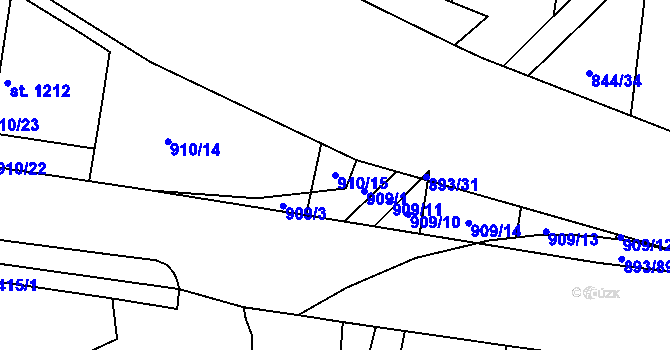 Parcela st. 910/15 v KÚ Rynholec, Katastrální mapa