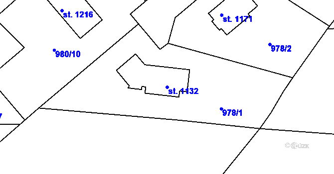 Parcela st. 1132 v KÚ Rynholec, Katastrální mapa
