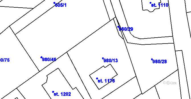 Parcela st. 980/18 v KÚ Rynholec, Katastrální mapa