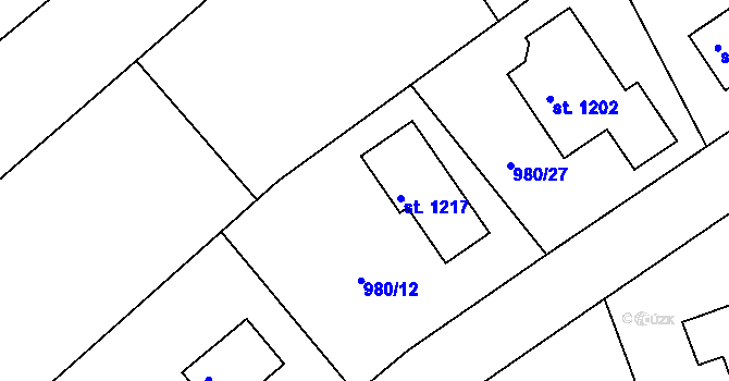 Parcela st. 980/20 v KÚ Rynholec, Katastrální mapa