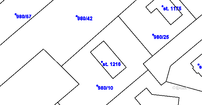 Parcela st. 980/24 v KÚ Rynholec, Katastrální mapa