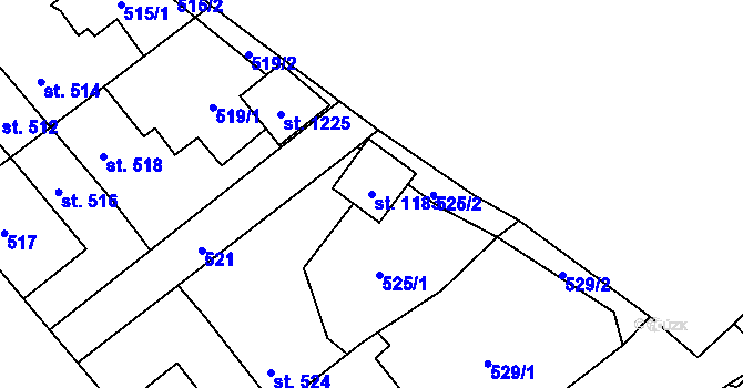 Parcela st. 1183 v KÚ Rynholec, Katastrální mapa