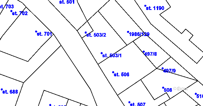 Parcela st. 503/1 v KÚ Rynholec, Katastrální mapa