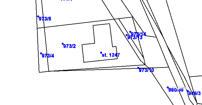 Parcela st. 1247 v KÚ Rynholec, Katastrální mapa