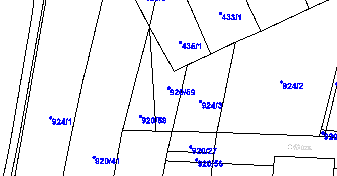 Parcela st. 920/59 v KÚ Rynholec, Katastrální mapa