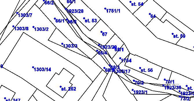 Parcela st. 66/4 v KÚ Jítrava, Katastrální mapa