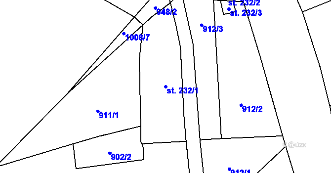 Parcela st. 232/1 v KÚ Polesí u Rynoltic, Katastrální mapa