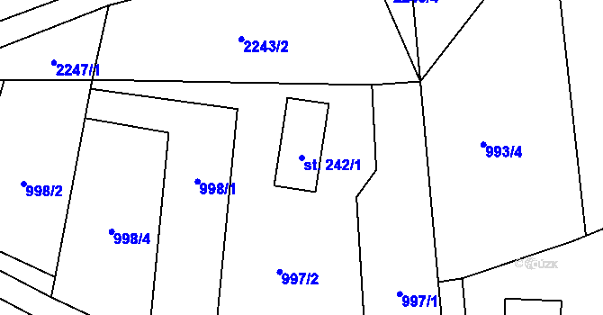 Parcela st. 242/1 v KÚ Polesí u Rynoltic, Katastrální mapa
