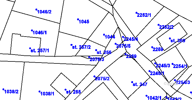 Parcela st. 256 v KÚ Polesí u Rynoltic, Katastrální mapa