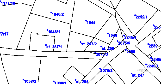 Parcela st. 257/2 v KÚ Polesí u Rynoltic, Katastrální mapa