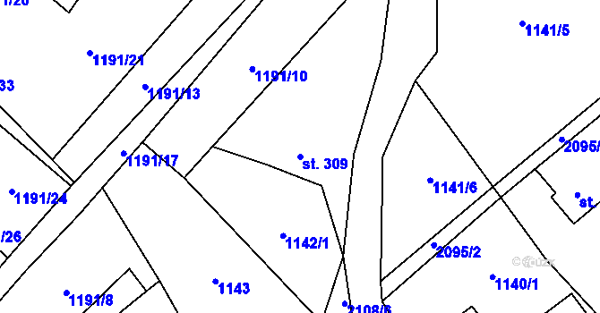 Parcela st. 309 v KÚ Polesí u Rynoltic, Katastrální mapa