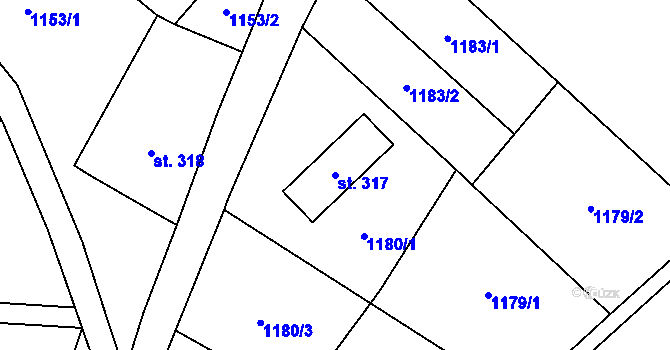 Parcela st. 317 v KÚ Polesí u Rynoltic, Katastrální mapa