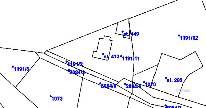 Parcela st. 413 v KÚ Polesí u Rynoltic, Katastrální mapa