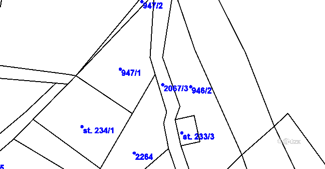 Parcela st. 2067/3 v KÚ Polesí u Rynoltic, Katastrální mapa