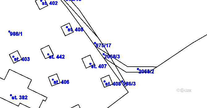 Parcela st. 2068/3 v KÚ Polesí u Rynoltic, Katastrální mapa